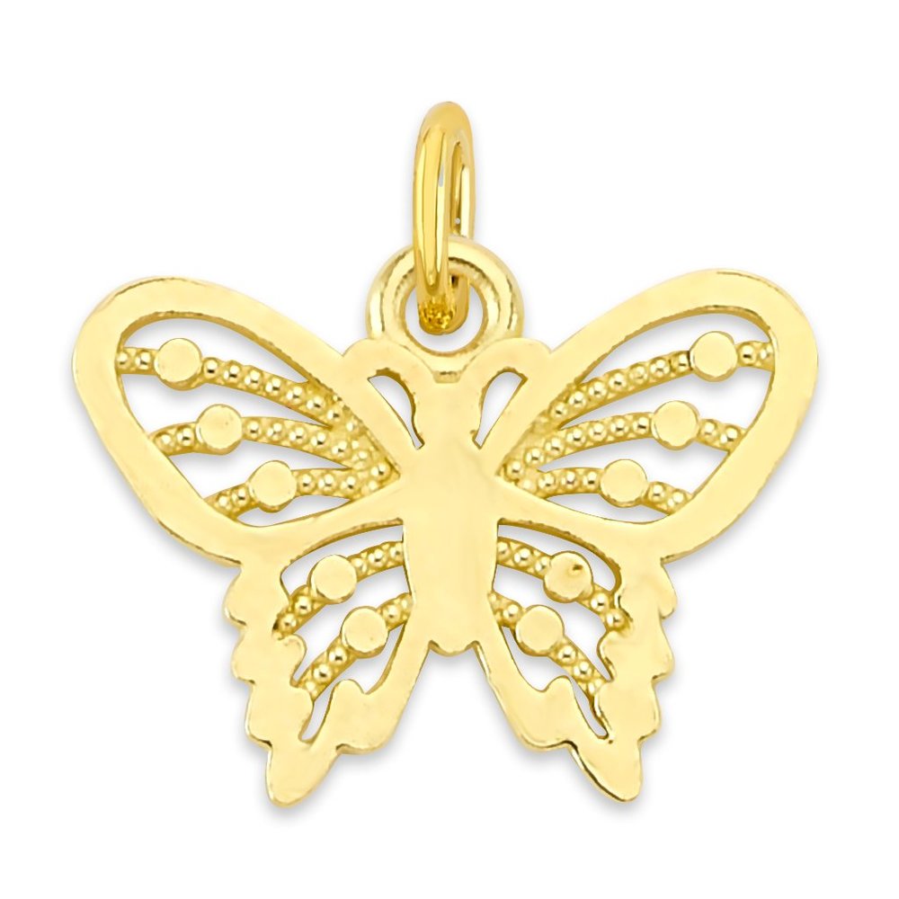 10k Solid Gold Butterfly Charm - Mini Animal Jewelry for Bracelet